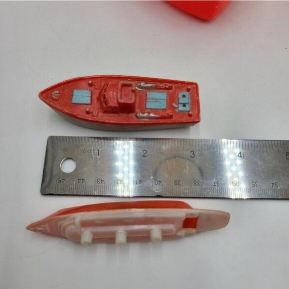 Vintage 60s Toy Plastic Ferry Boat 12” Greek Penny Car Carrier Tug Boats Set 4 - Picture 13 of 16